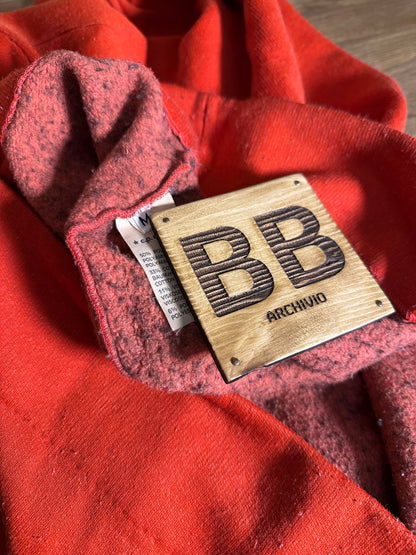 AW80s ORANGE V-NECK BUTTONED UP SWEATER