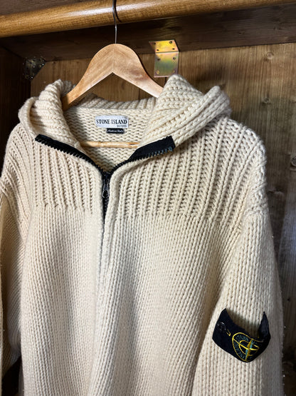 AW01 HEAVYWEIGHT BEIGE WOOL JACKET with crochet details