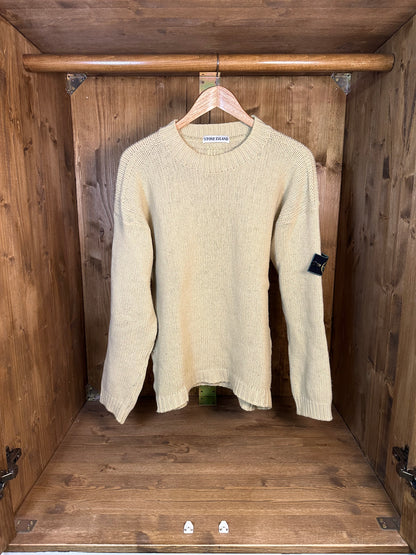 BEIGE WOOL SWEATER with Velour elbow patch