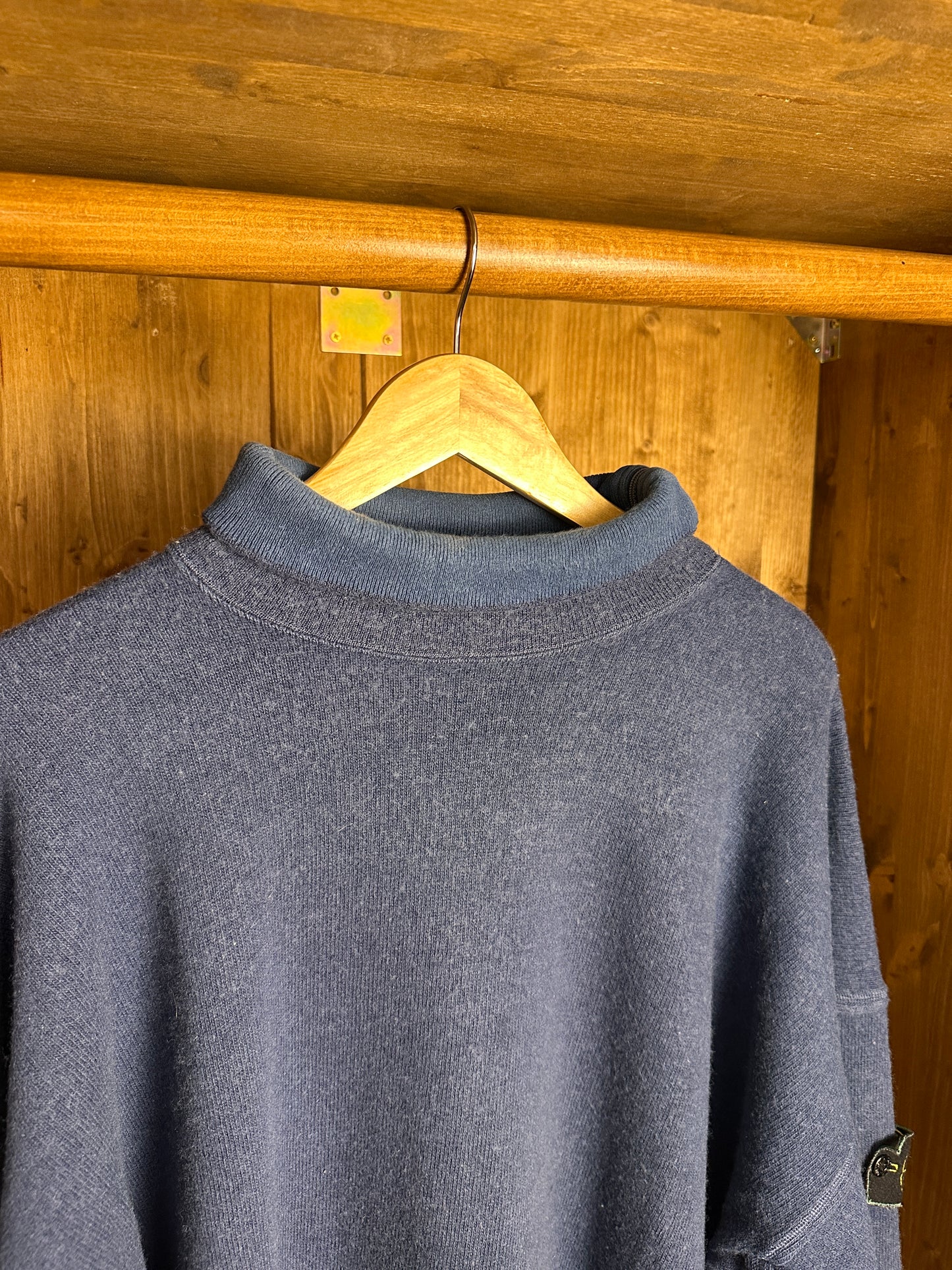 AW89 WOOL JUMPER NECK ZIP in Green Blue