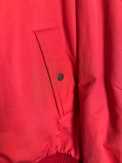 AW84 REVERSIBLE FUR COLLAR BOMBER in Orient Red & Beige Red