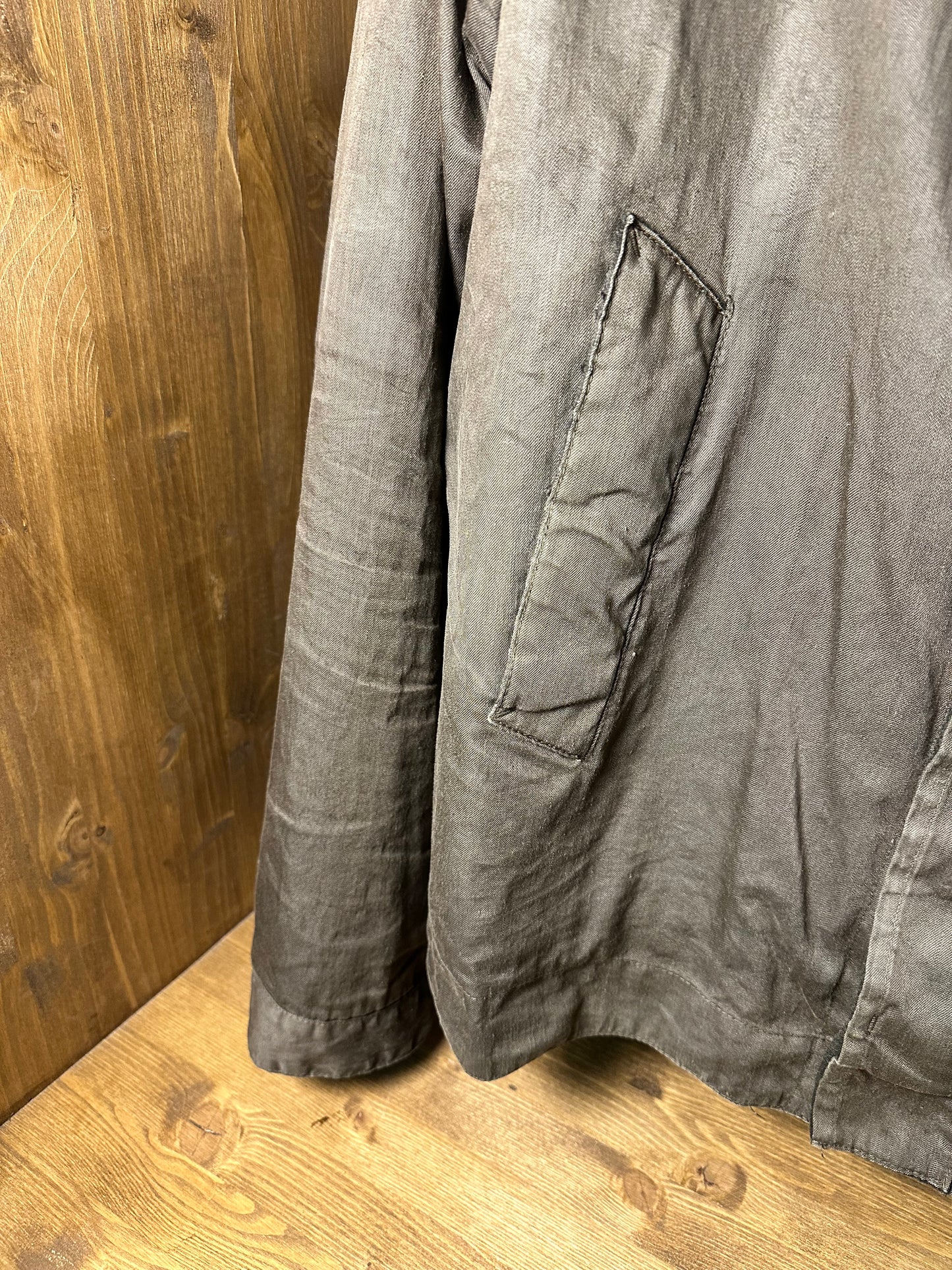 AW06 LINO RESINATO DARK GREEN FIELD JACKET with detachable boiled wool inner