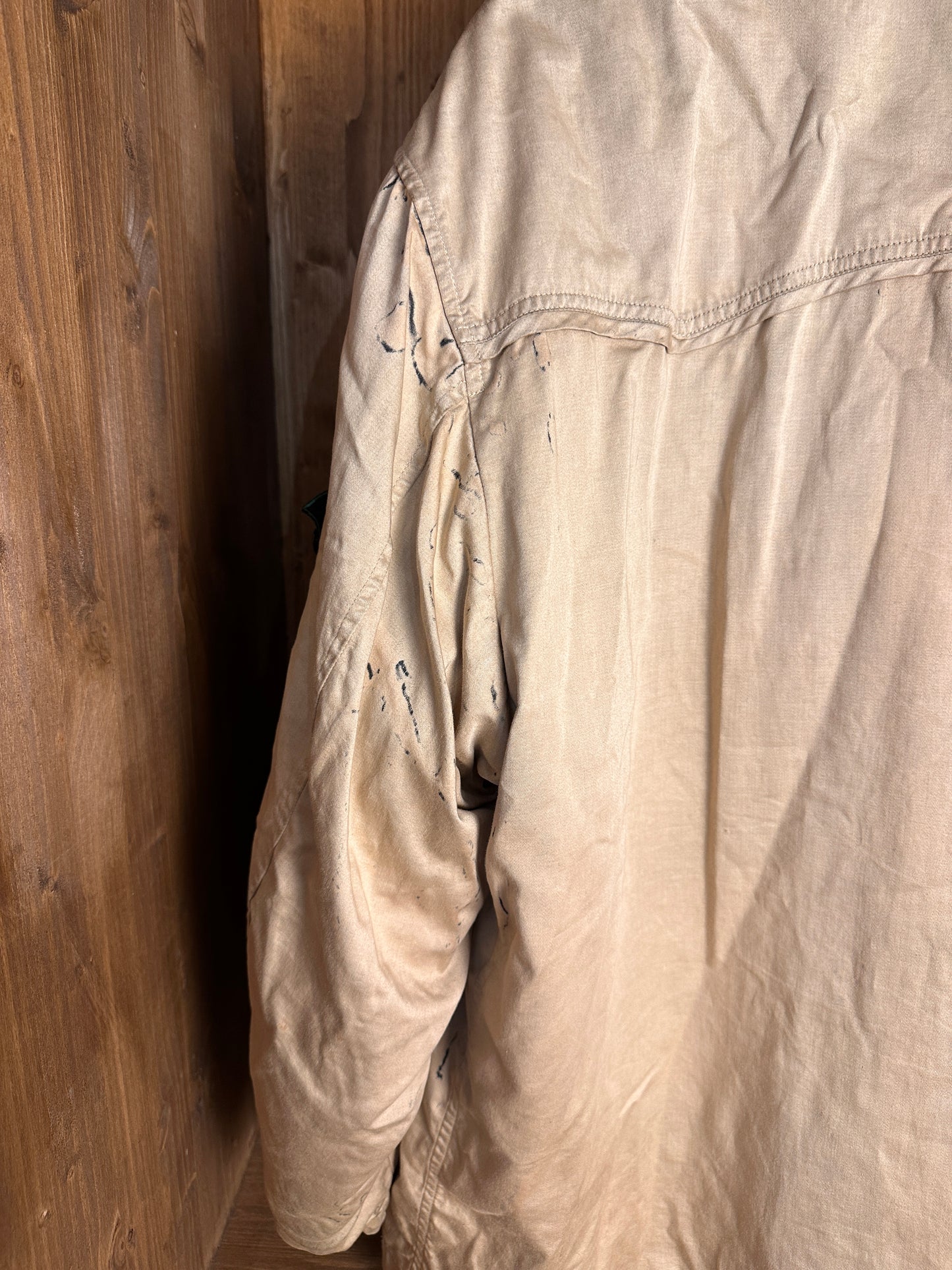 AW88 RASO GOMMATO DOUBLE BREASTED SHEEPSKIN LINER JACKET in Beige