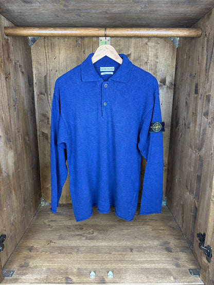 SS95 SILK+COTTON+FLAX POLO in Blue Lapis
