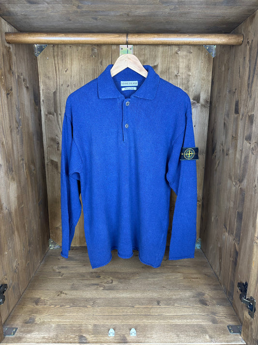 SS95 SILK+COTTON+FLAX POLO in Blue Lapis