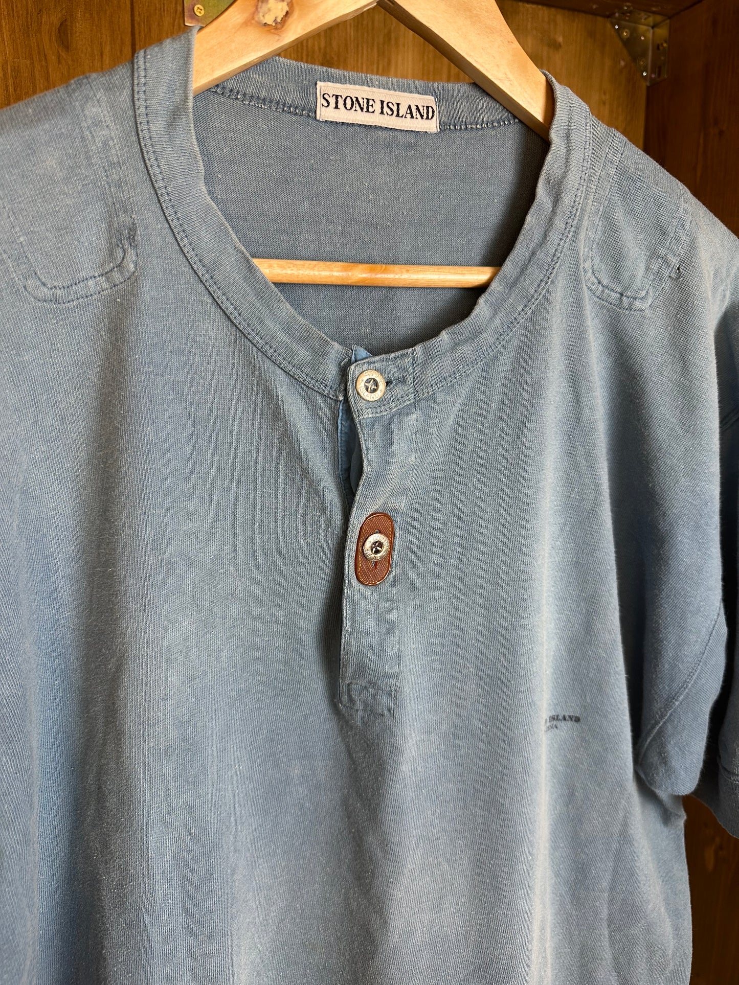 SS89 MARINA TEE RUBBER REINFORCED BUTTONHOLE in Cyan Blue