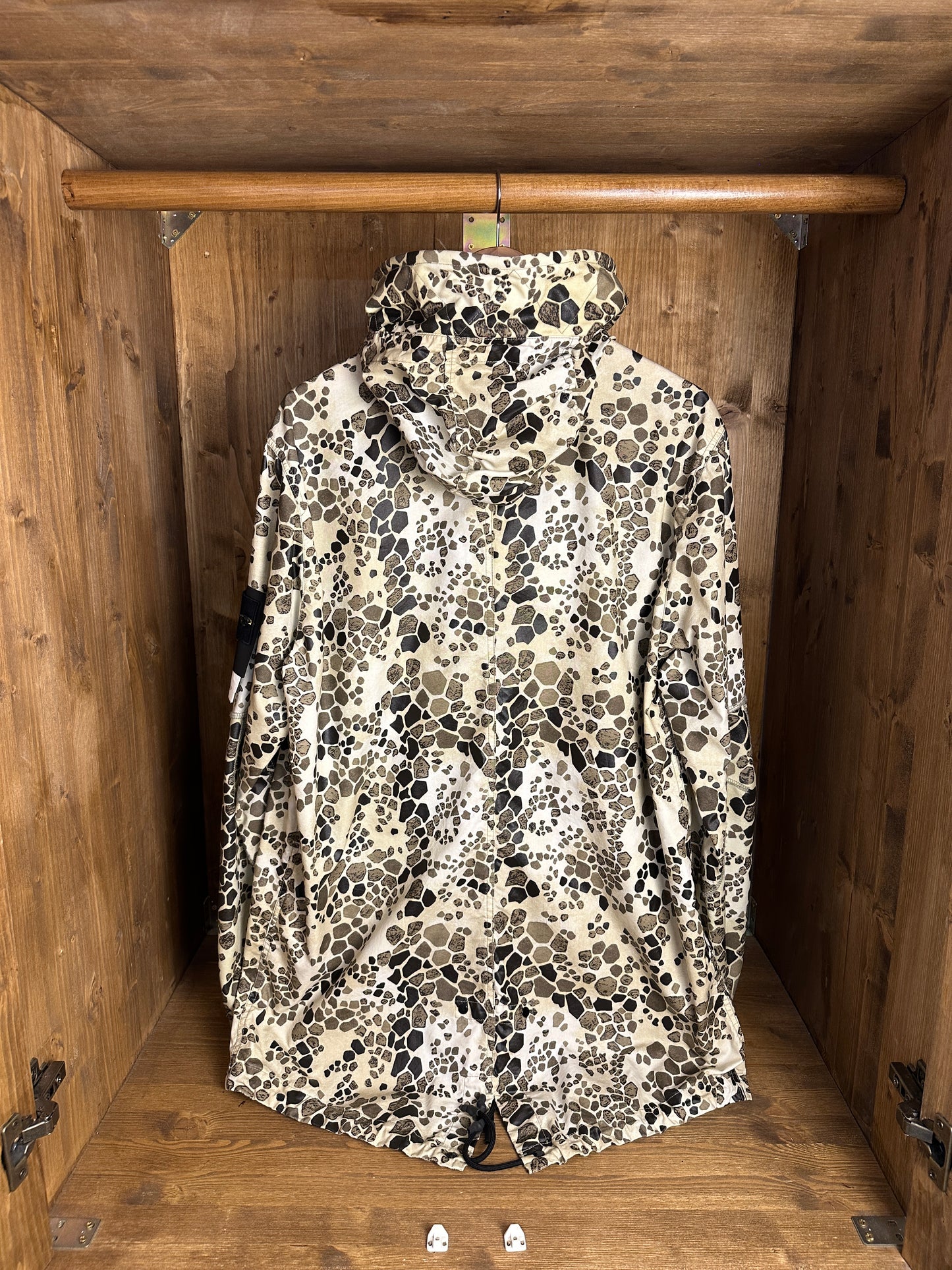 SS18 ALLIGATOR CAMO LIGHT COTTON/NYLON REP PARKA in Mixed Shades of Brown