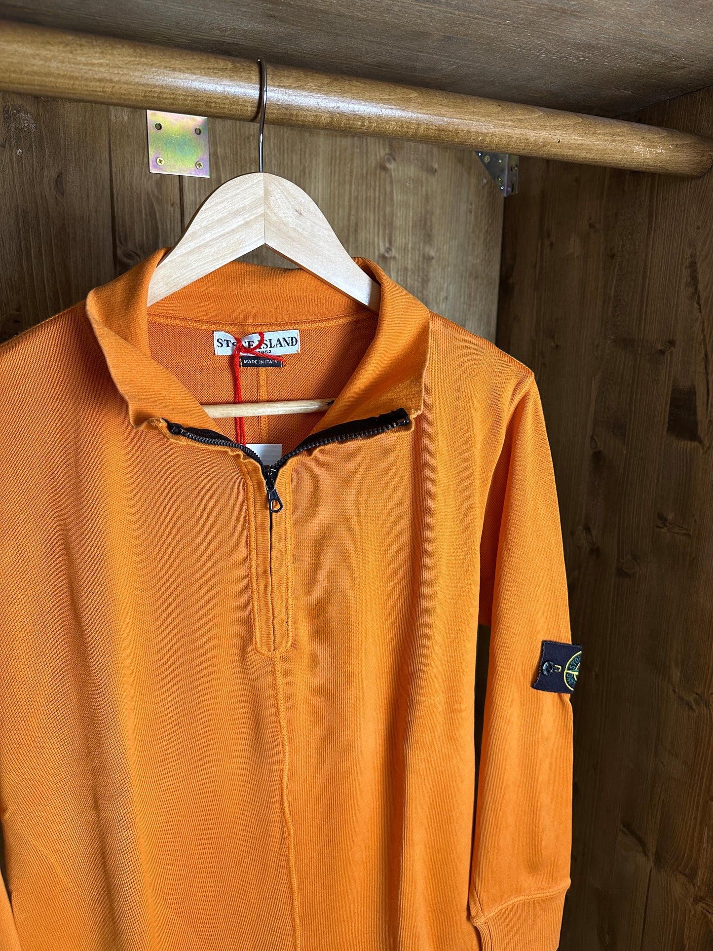 SS04 1/4 ZIP COTTON JUMPER in Deep Orange