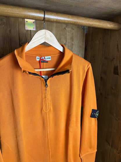 SS04 1/4 ZIP COTTON JUMPER in Deep Orange