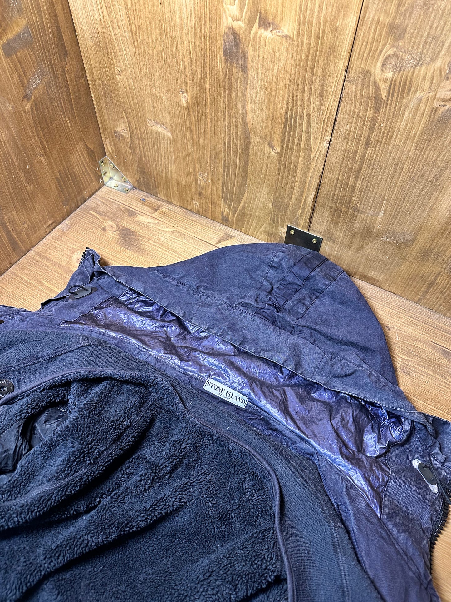 AW04 LINO RESINATO BLU with detachable fleece inner