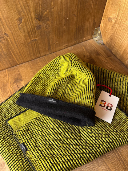 AW18 3D KNIT SCARF & BEANIE in Lime Green & Black