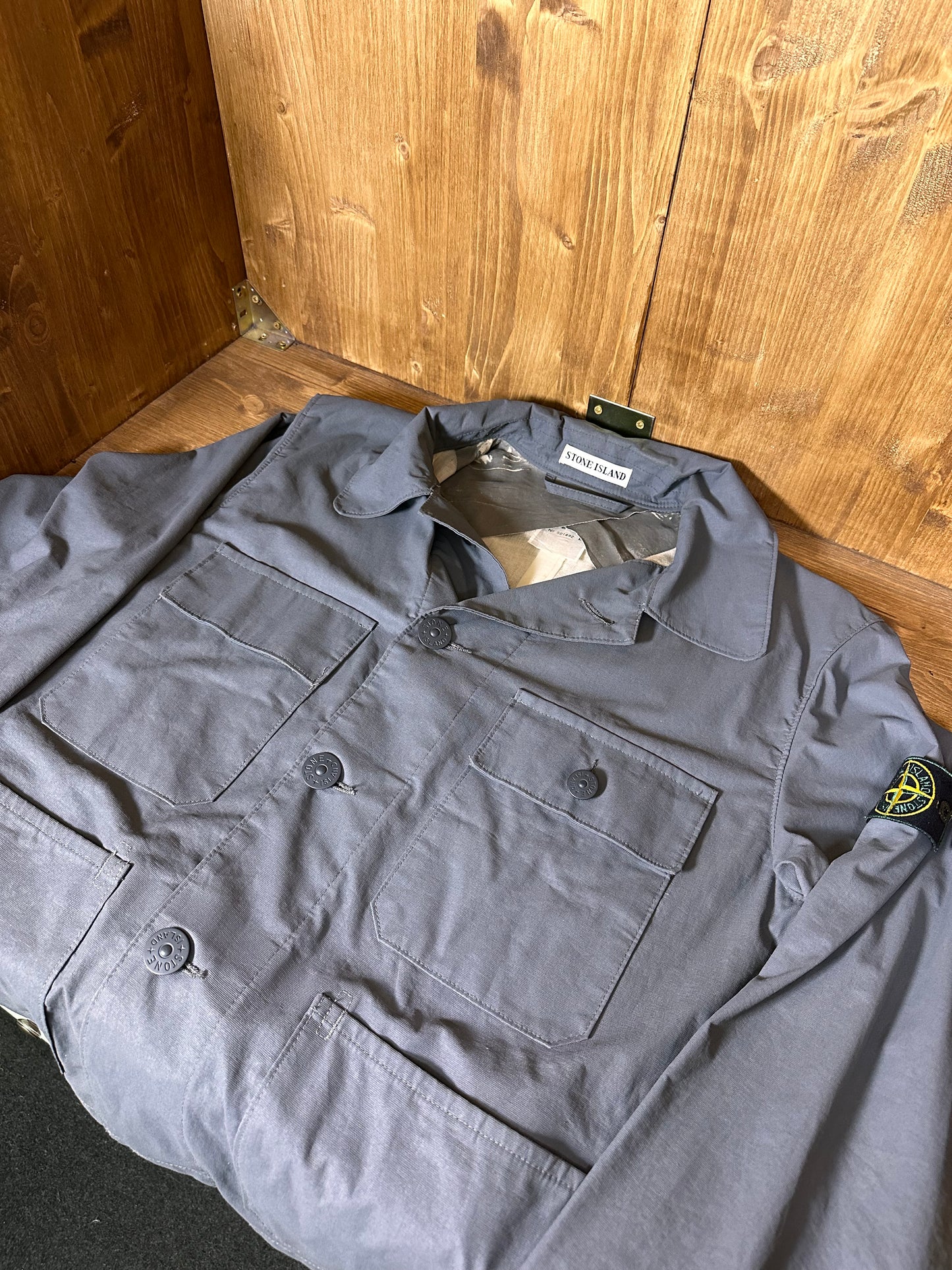 STONE GREY POLYURETHANE OVERSHIRT