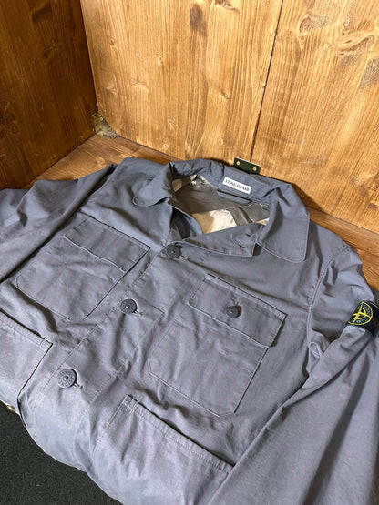 STONE GREY POLYURETHANE OVERSHIRT