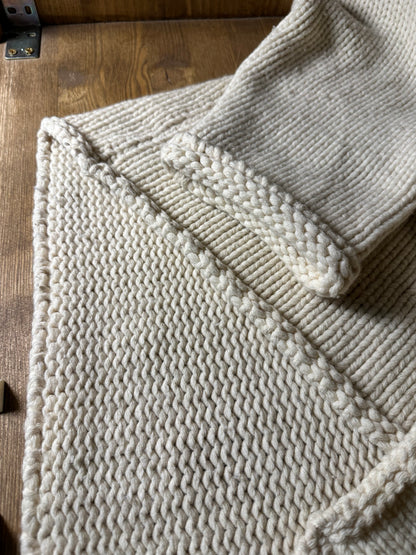 AW01 HEAVYWEIGHT BEIGE WOOL JACKET with crochet details