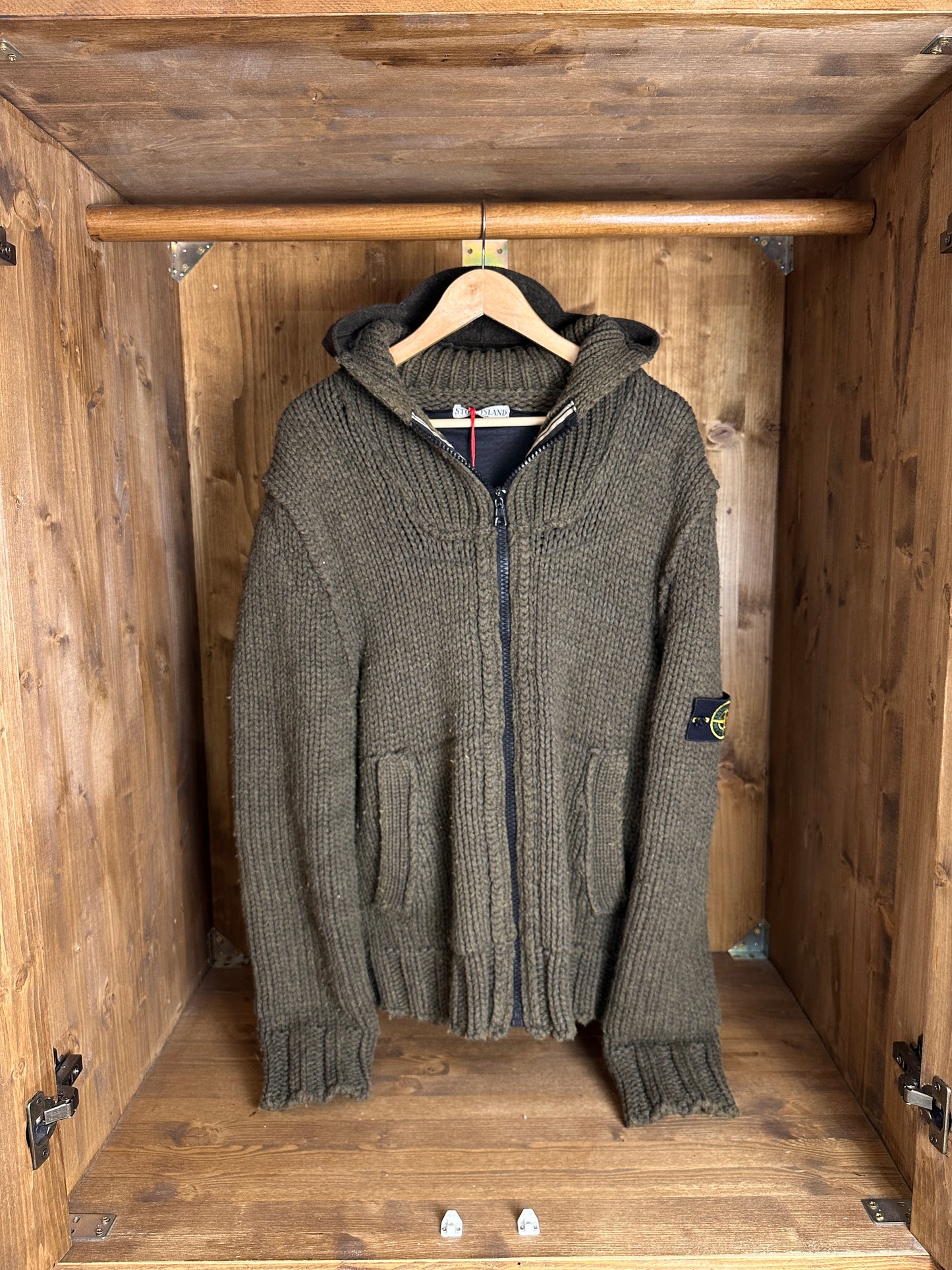 AW08 WOOL HOODED WIND RESISTANT JACKET in Chestnut Brown