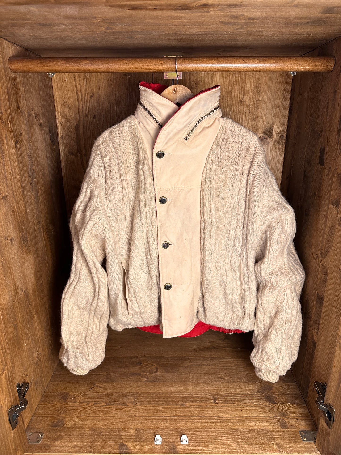 AW84/85 REVERSIBLE DOUBLE BREAST JACKET in Coral Red & Oyster White