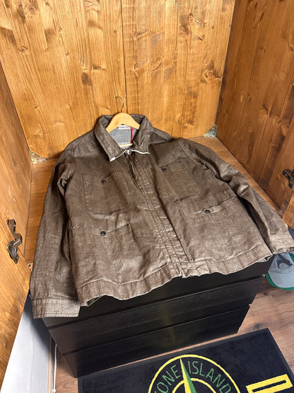 SS03 LINO RESINATO OVERSHIRT in Beige Grey