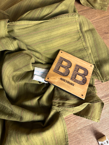 SS80 VERTICAL STITCHES COTTON SHIRT in Grass Green