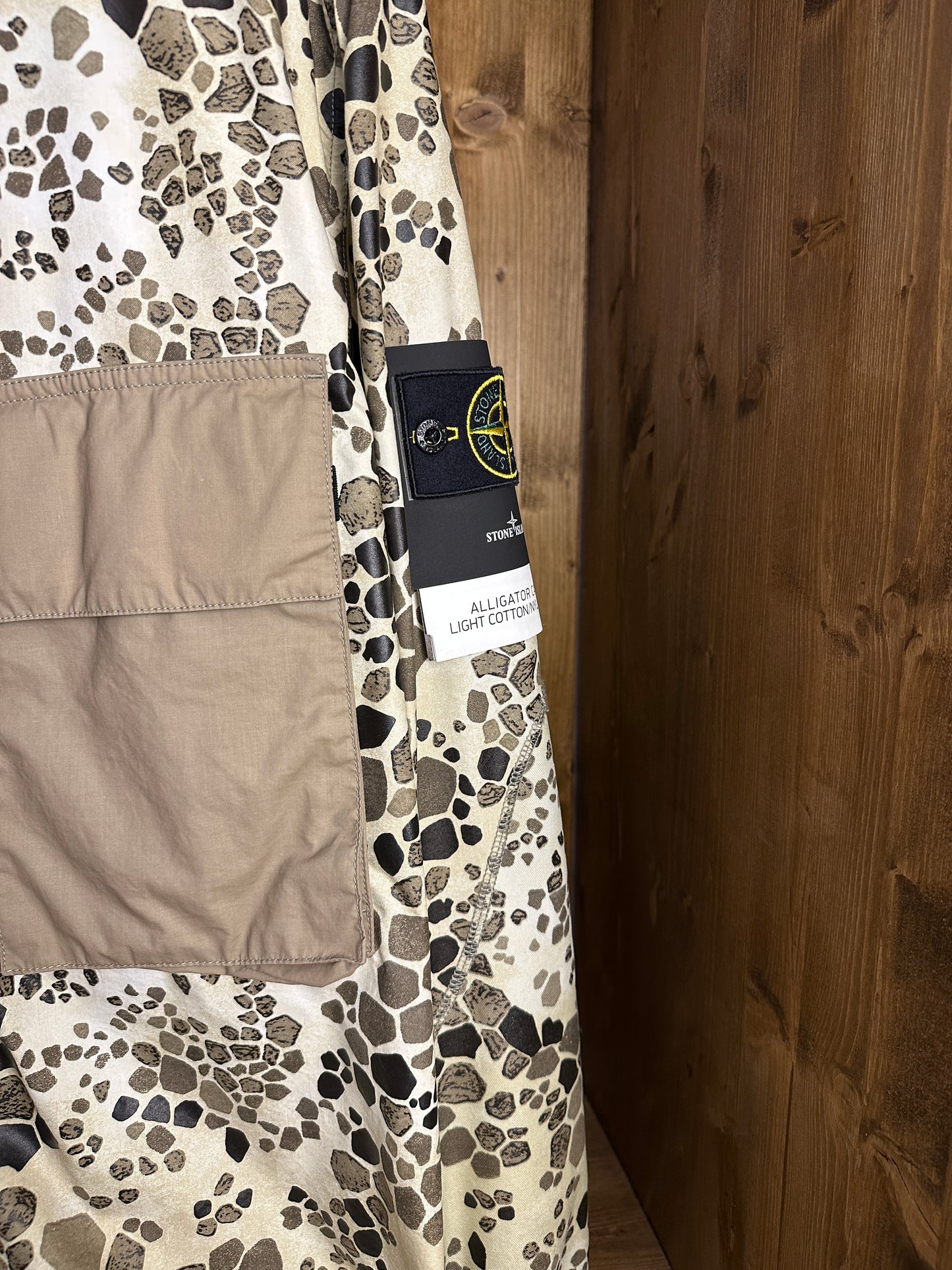 SS18 ALLIGATOR CAMO LIGHT COTTON/NYLON REP PARKA in Mixed Shades of Brown