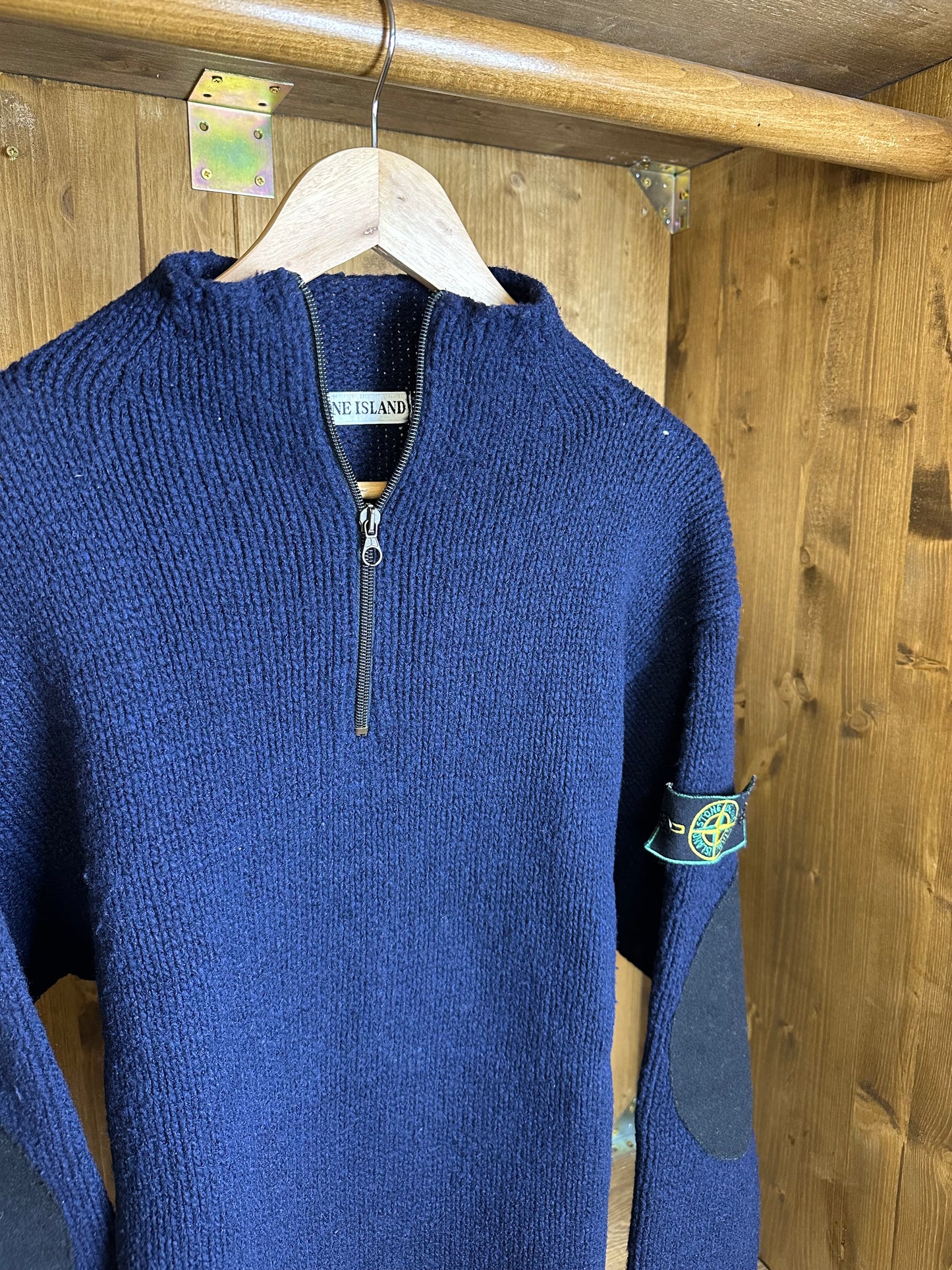 AW94 WOOL JUMPER WITH ELBOW PADS in Dark Blue