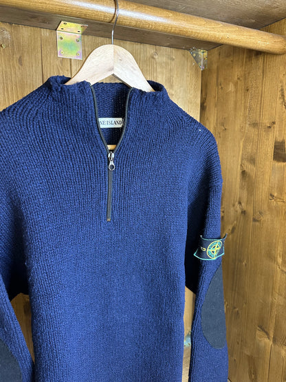 AW94 WOOL JUMPER WITH ELBOW PADS in Dark Blue