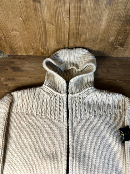 AW01 HEAVYWEIGHT BEIGE WOOL JACKET with crochet details