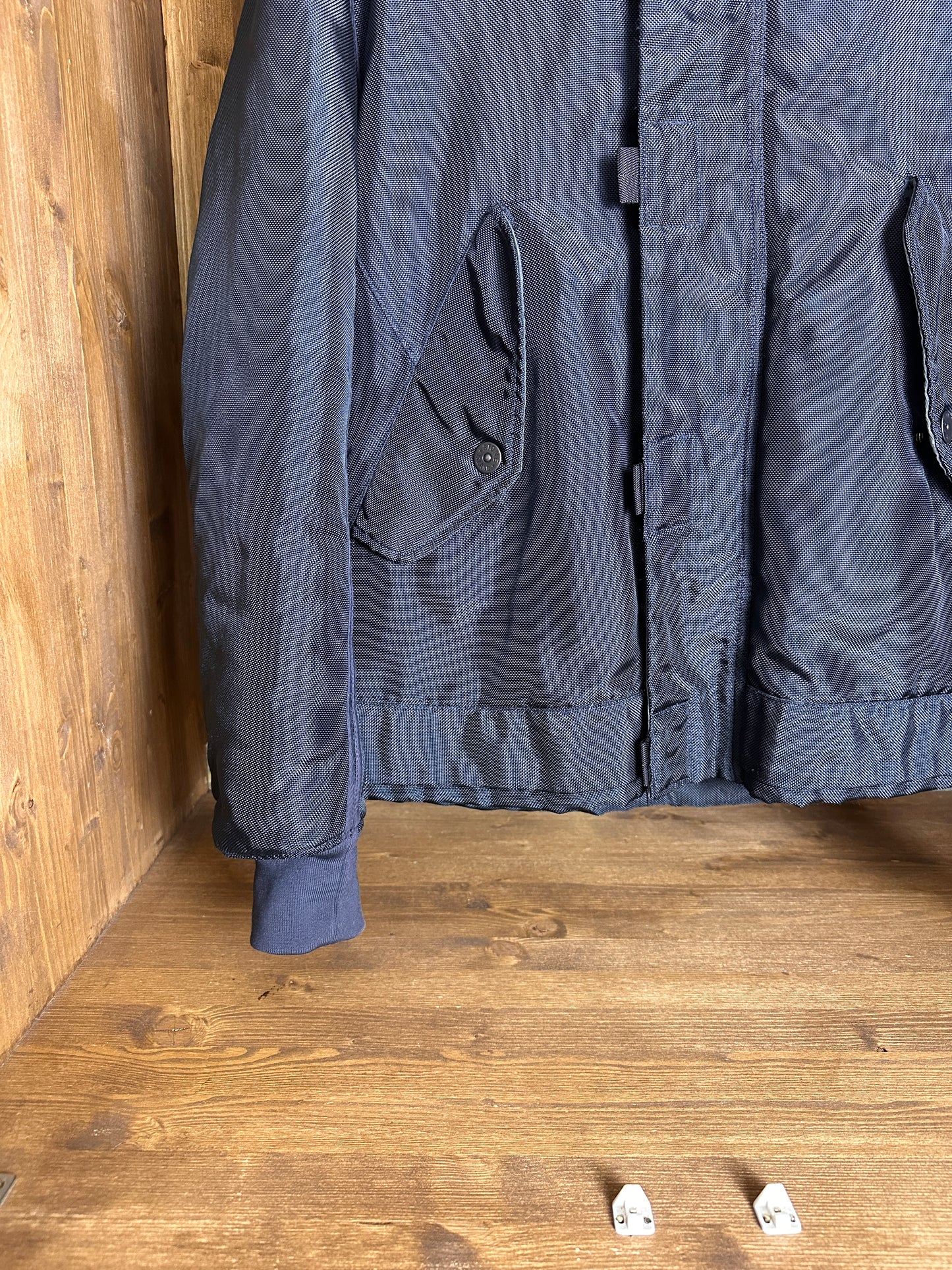 AW10 OXFORD NYLON SHEARLING BOMBER in Gray Blue