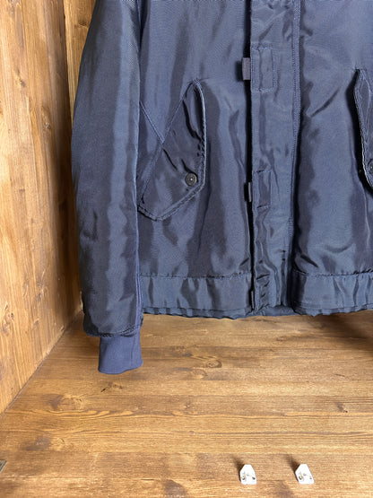 AW10 OXFORD NYLON SHEARLING BOMBER in Gray Blue