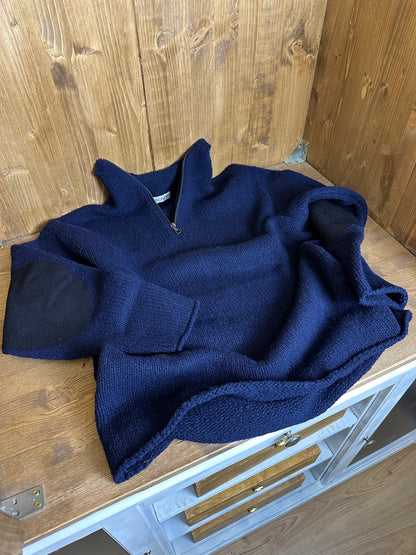 AW94 WOOL JUMPER WITH ELBOW PADS in Dark Blue