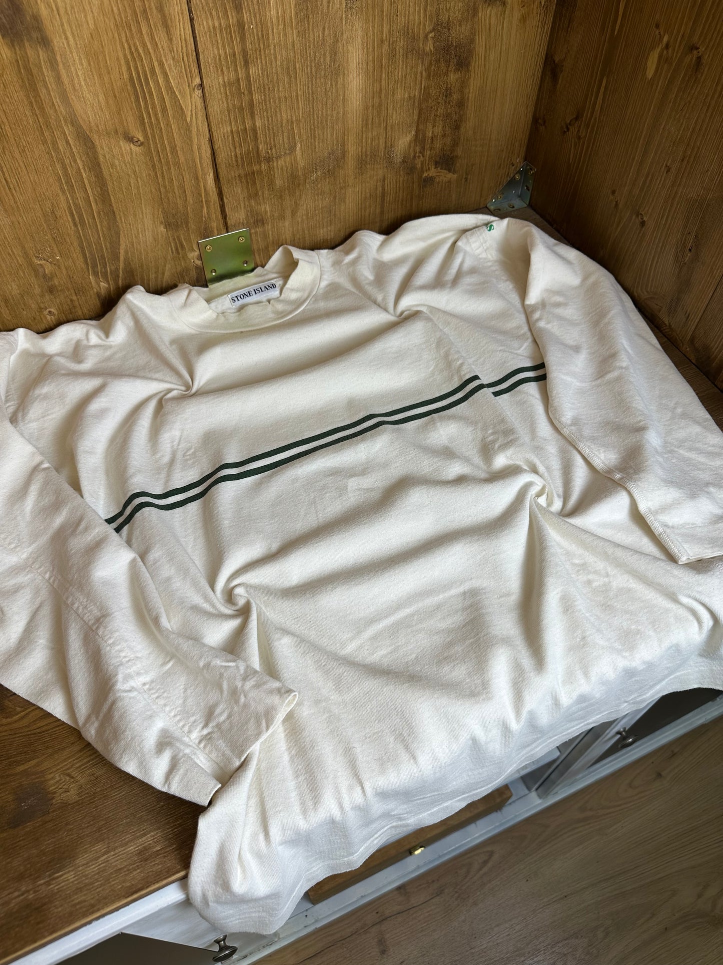 SS86 MARINA LONGSLEEVE in Cream White&Green - JPN EXCLUSIVE