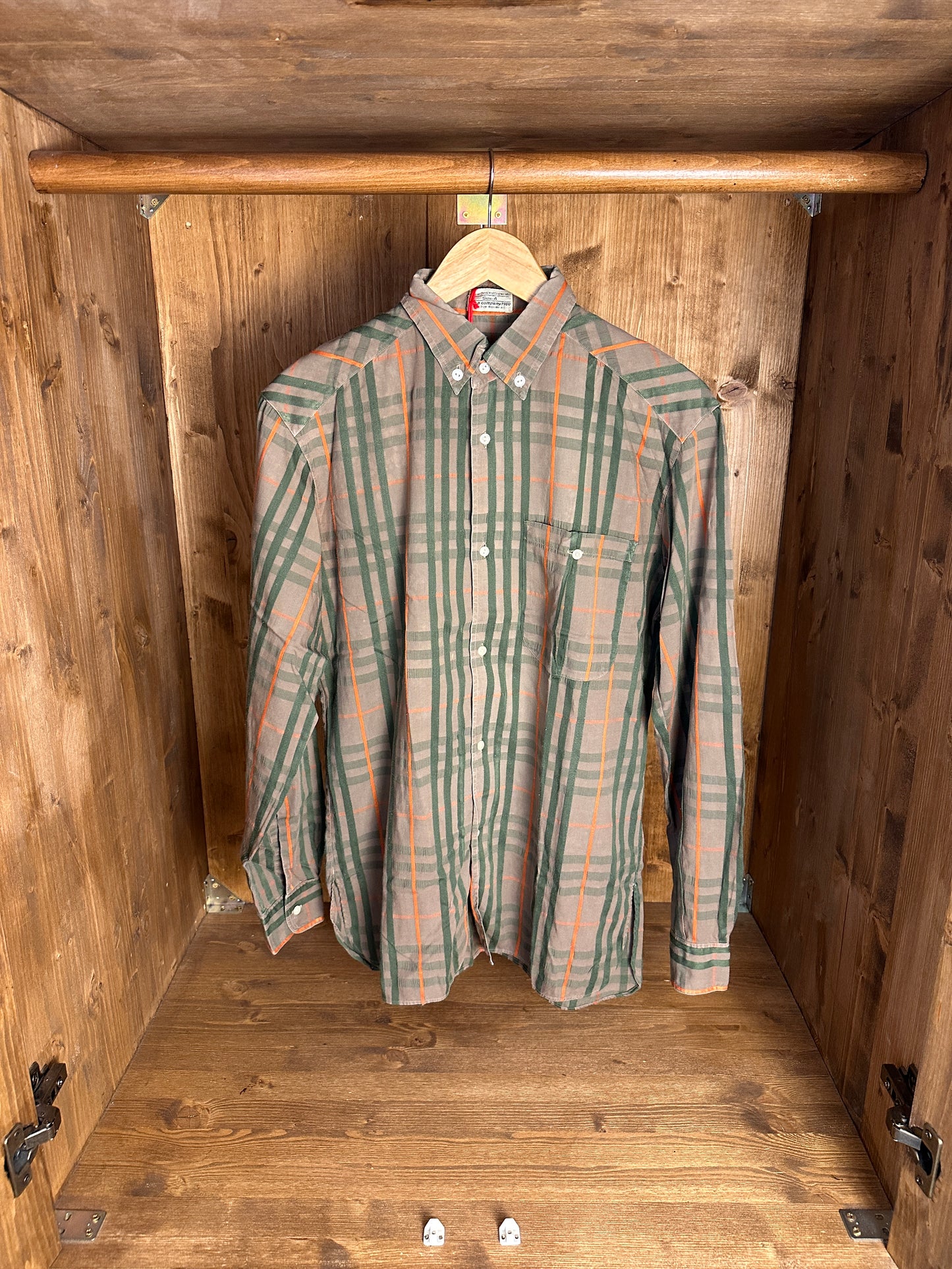 SS80 TARTAN MOTIF COTTON SHIRT in Pale Brown