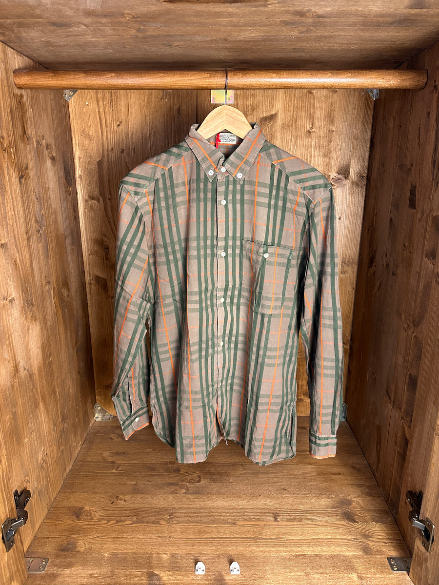 SS80 TARTAN MOTIF COTTON SHIRT in Pale Brown