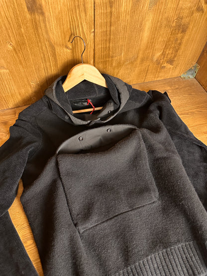 AW19 COTTON VELVET HOODIE GHOST PIECE in Black
