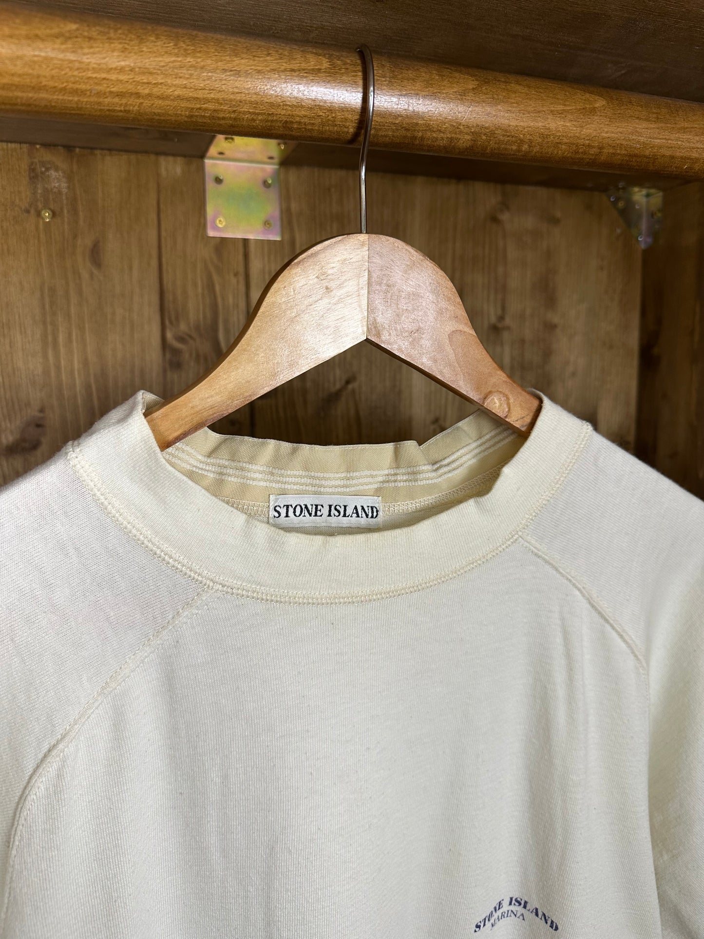 SS80s HIDDEN GRID MARINA TEE in Bone White