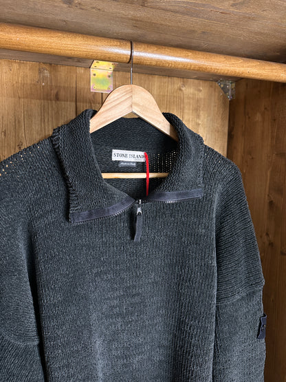 AW00 CHENILLE COTTON 1/4 ZIP JUMPER in Fir Green