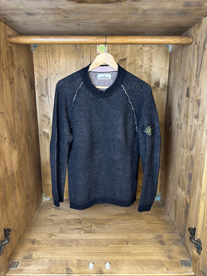 AW16 DOUBLE FACE WOOL SWEATER in Black&Grey