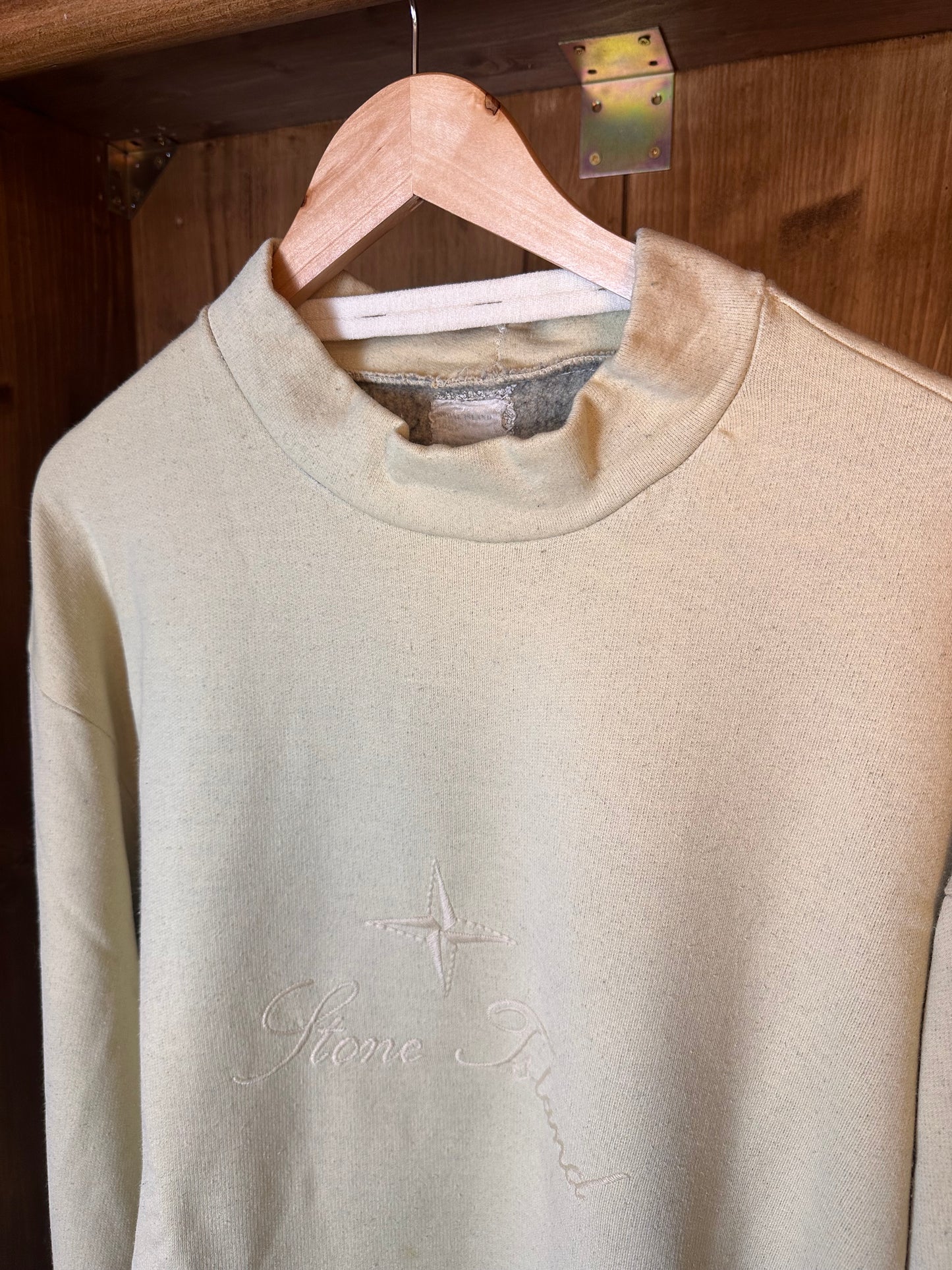 80s SPELLOUT COTTON JUMPER in Beige
