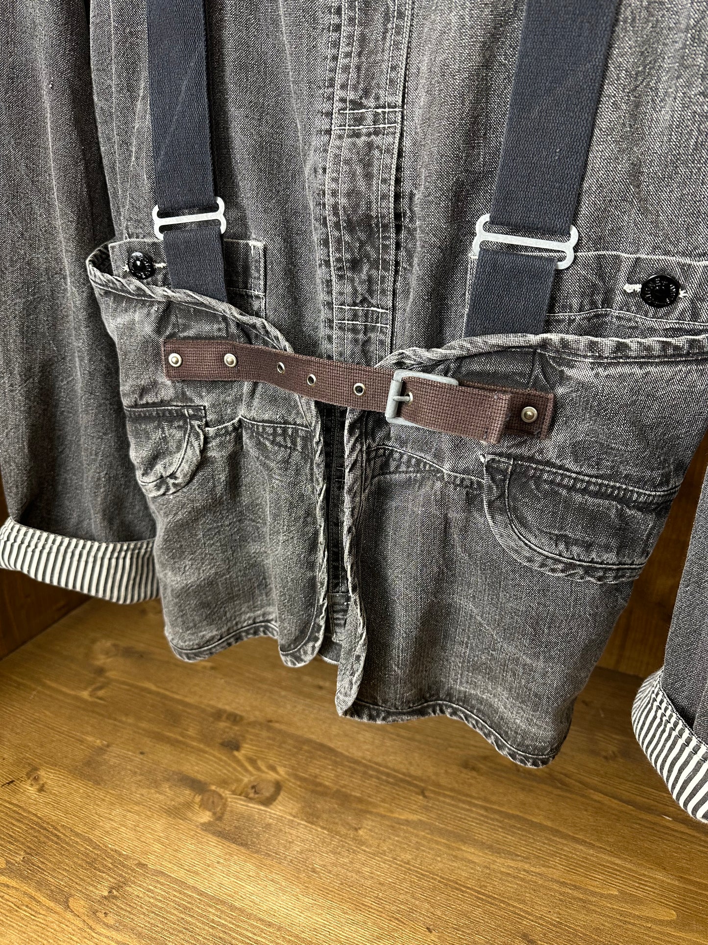 SS1986 DENIM CARPENTER WITH BACKPACK in Grey