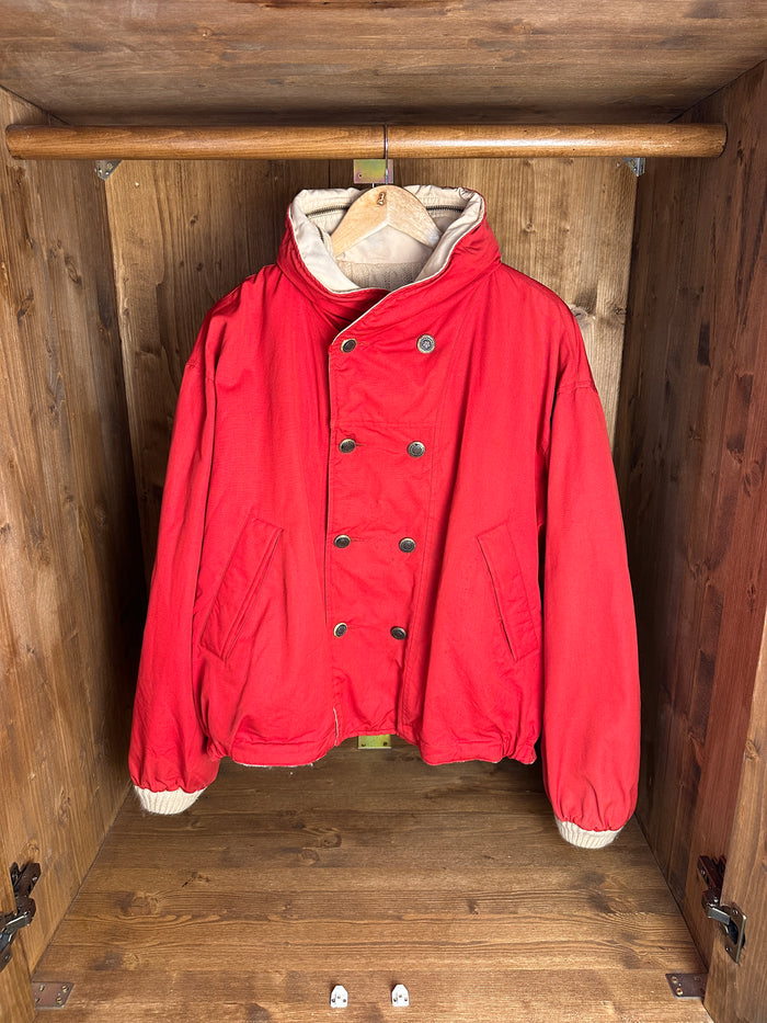 AW84/85 REVERSIBLE DOUBLE BREAST JACKET in Coral Red & Oyster White
