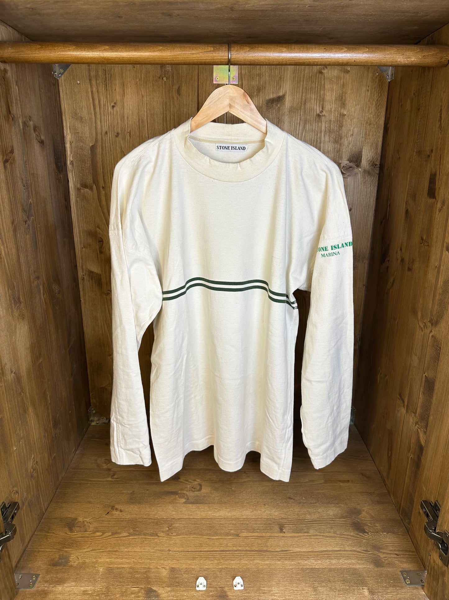 SS86 MARINA LONGSLEEVE in Cream White&Green - JPN EXCLUSIVE