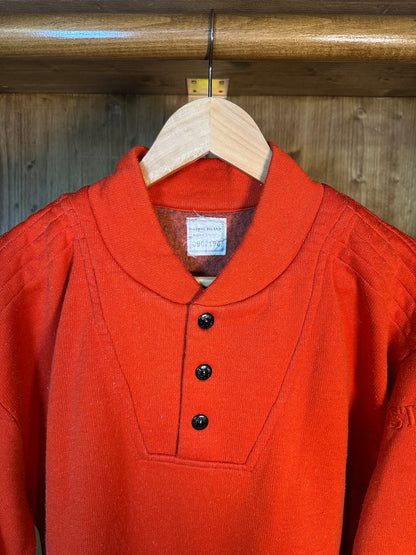 AW80s ORANGE V-NECK BUTTONED UP SWEATER