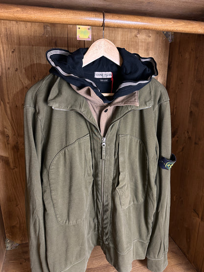 AW05 DUAL LAYER COTTON HOODIE  in Olive Green