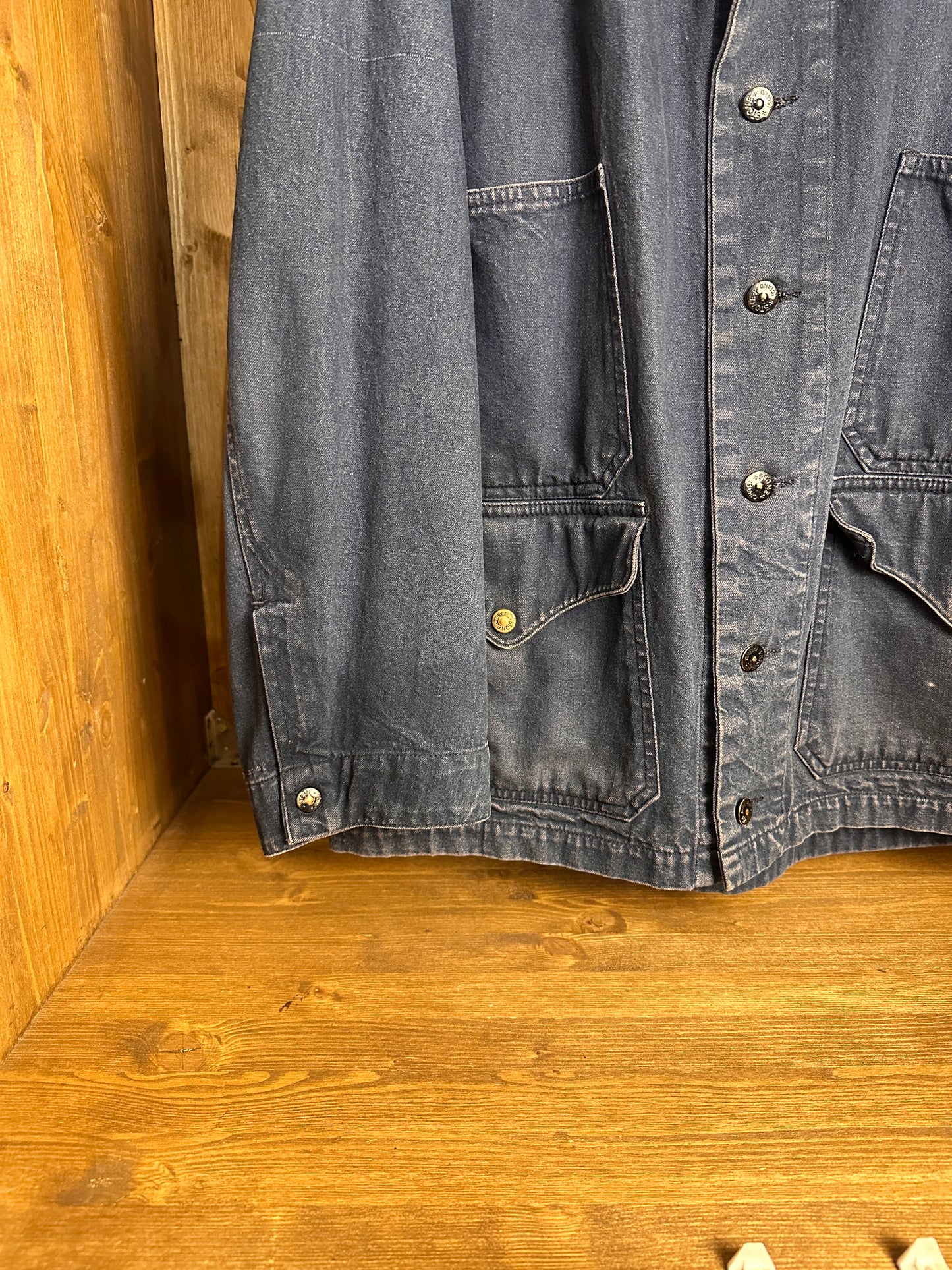 SS88 DENIM CARPENTER WITH BLACK SPELLOUT in Denim Blue