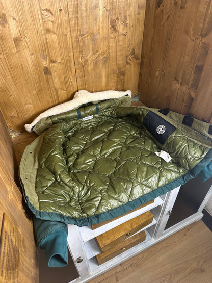 AW15 OXFORD NYLON SHEARLING JACKET in Emerald Green