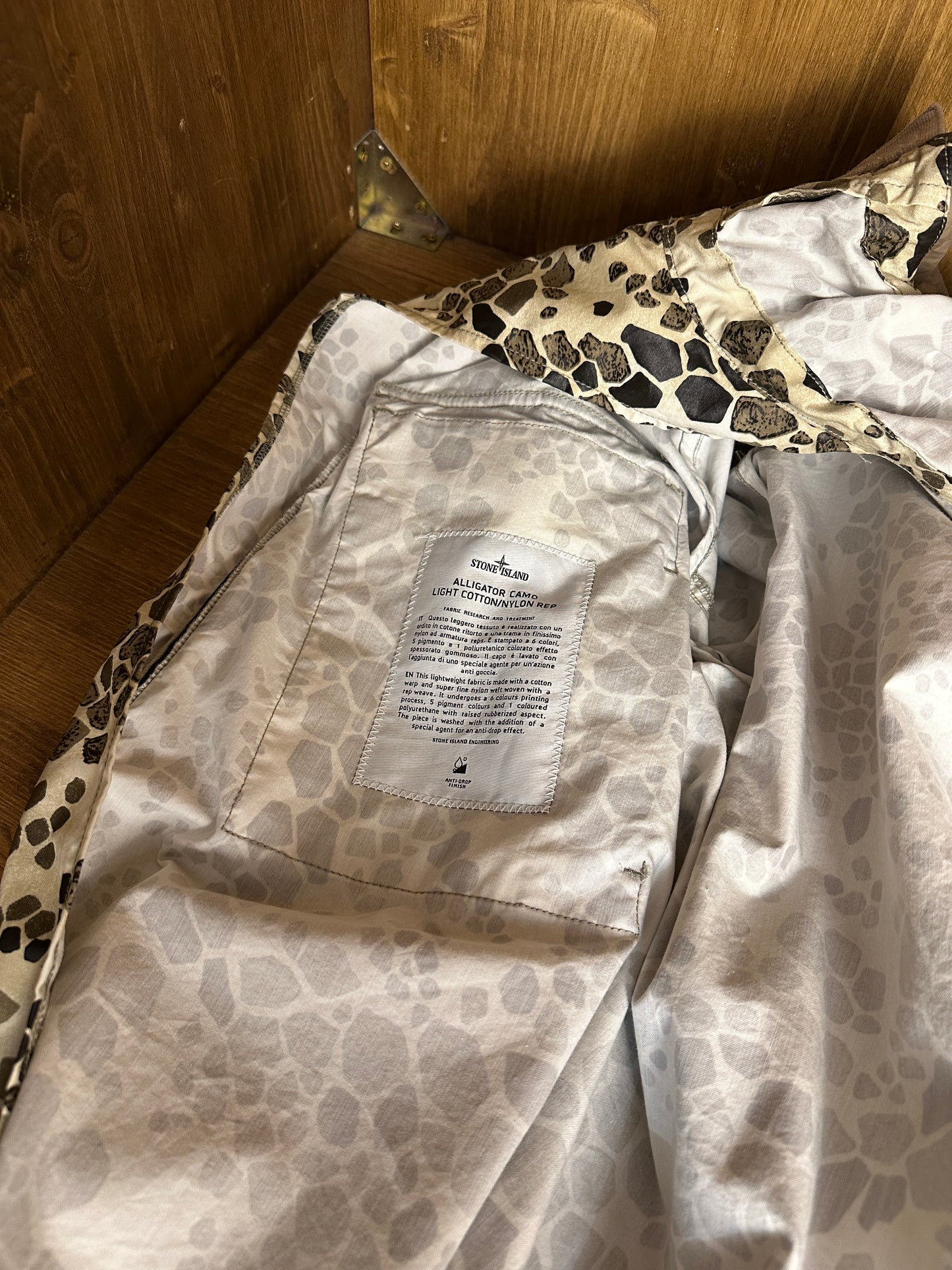 SS18 ALLIGATOR CAMO LIGHT COTTON/NYLON REP PARKA in Mixed Shades of Brown