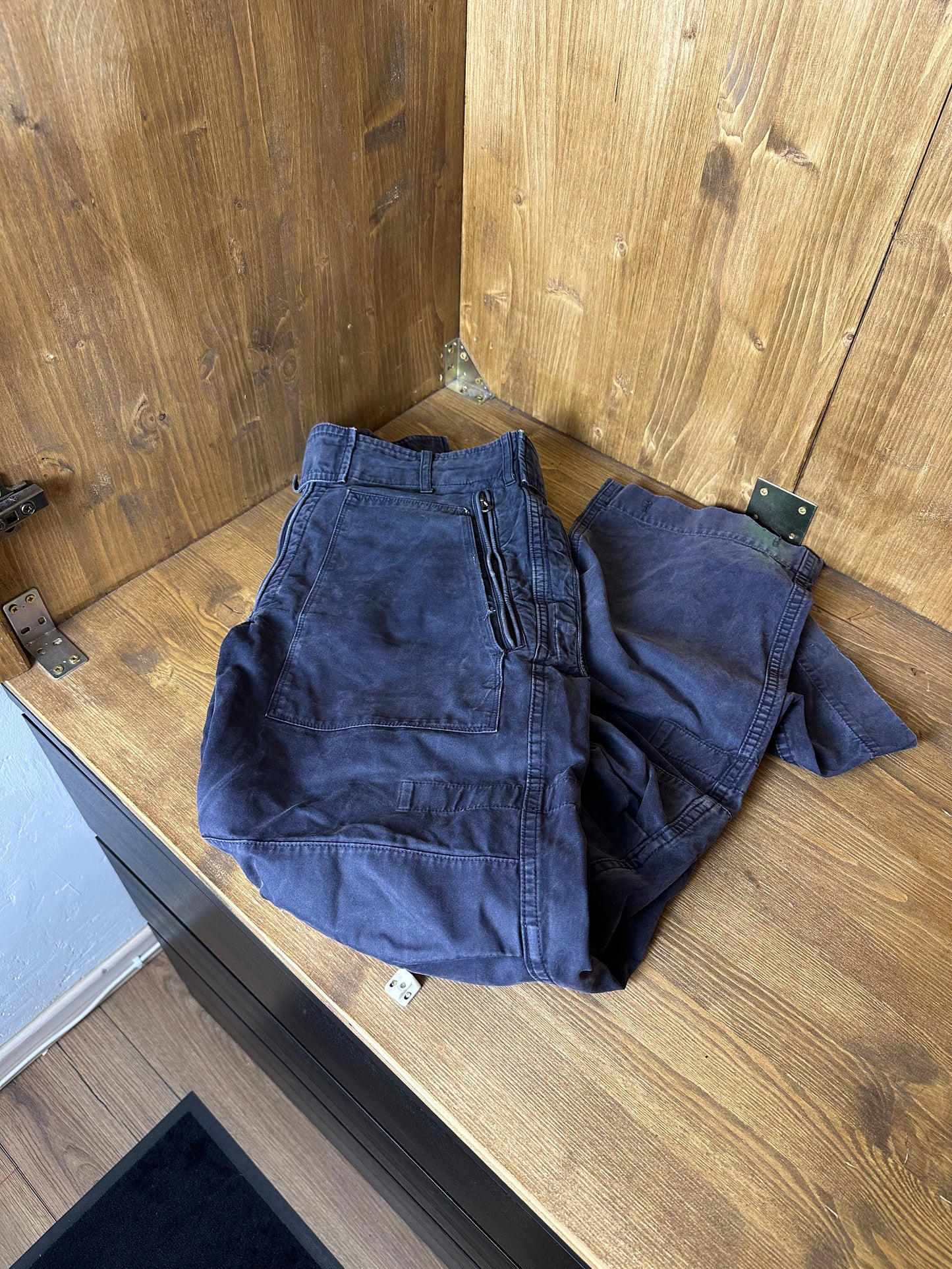 AW00s CARGO JEANS in Blue Green & Sepia Brown