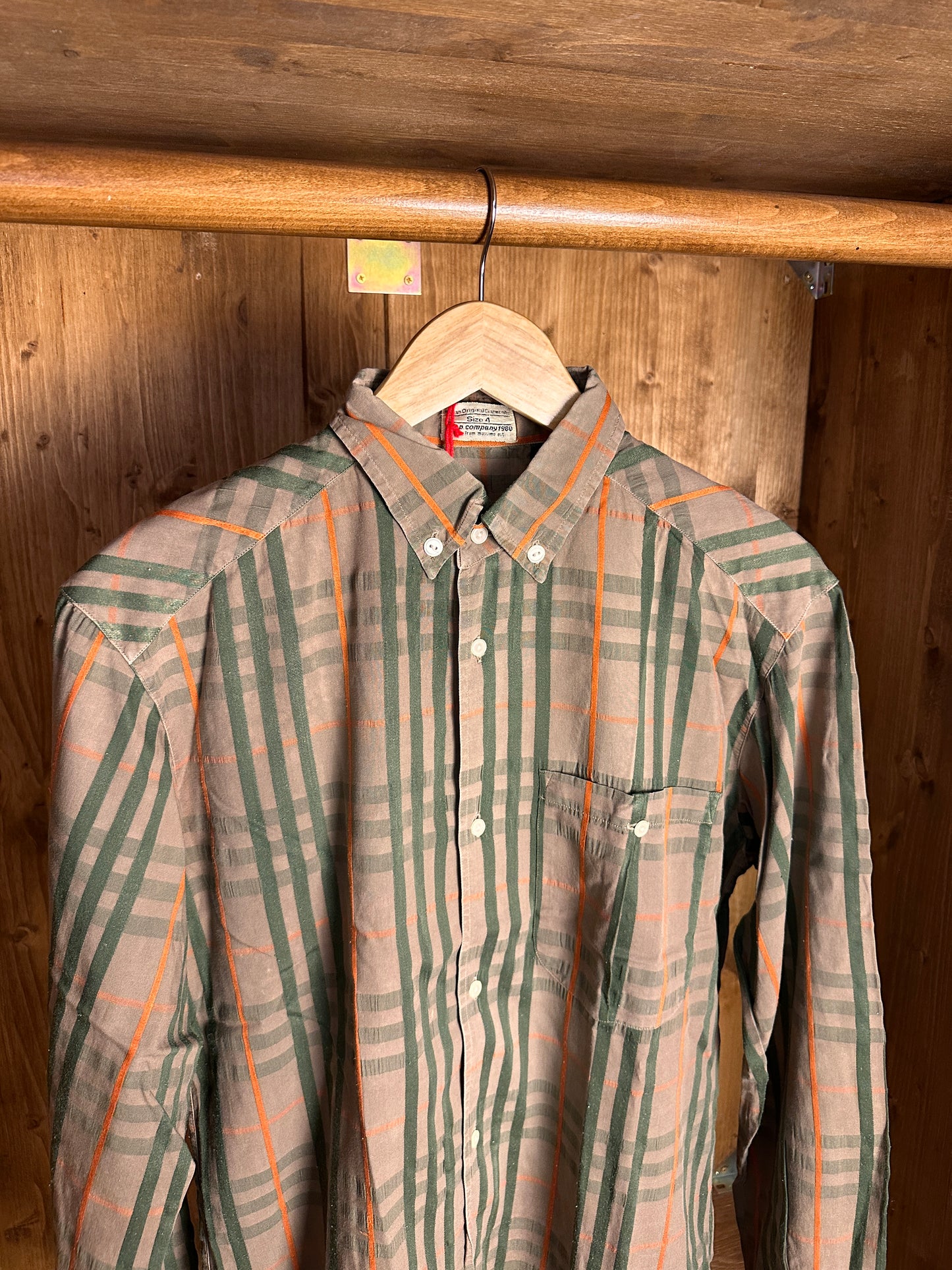 SS80 TARTAN MOTIF COTTON SHIRT in Pale Brown