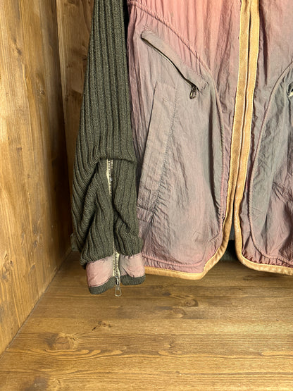 AW84 JAPANESE WRINKLED NYLON GRADIENT WITH RIBBED WOOL INSERTS in Mixed Shades of Brown