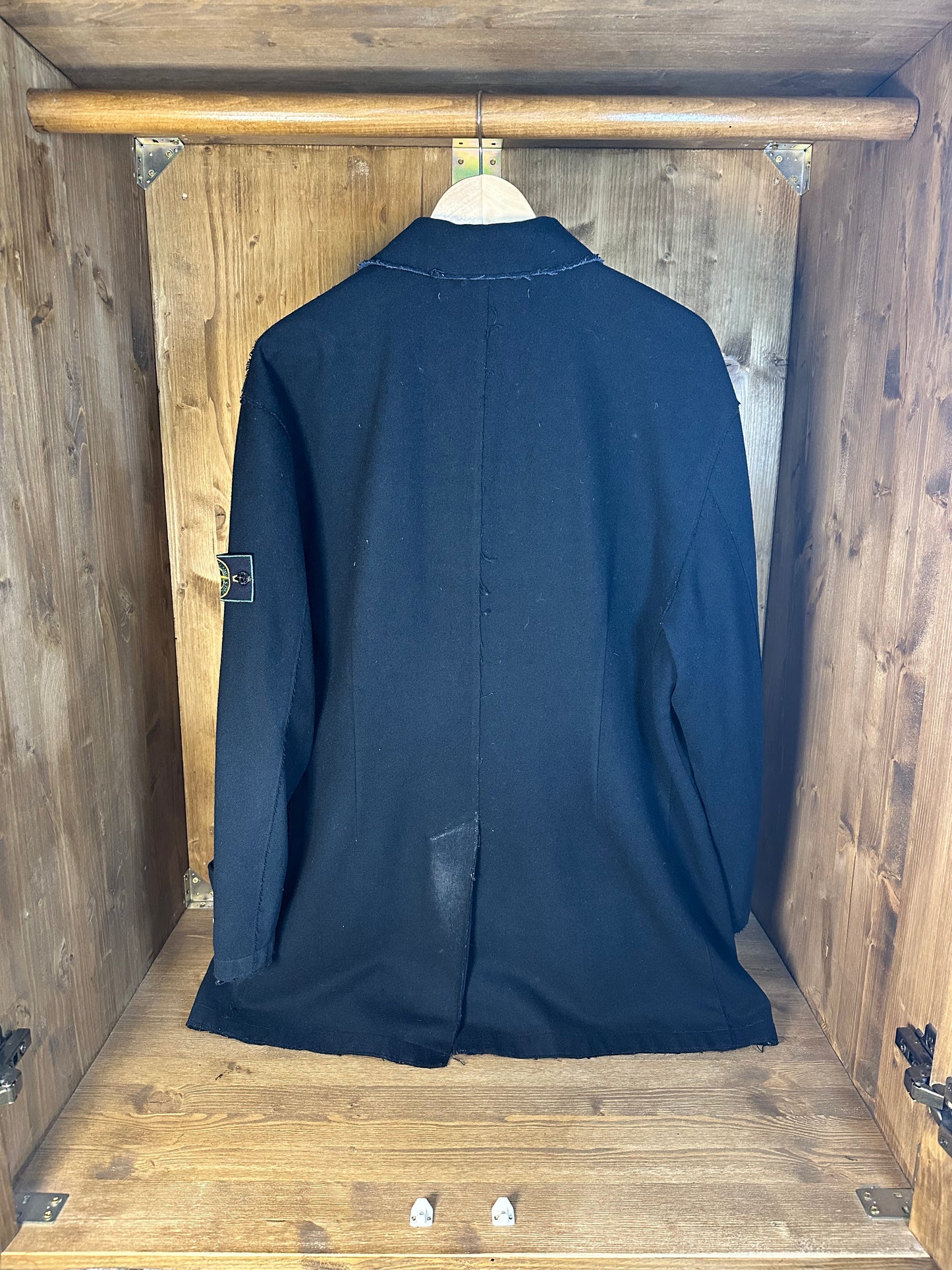 AW90s  BLU WOOL TWO-TONE TRENCH with anodized buttons