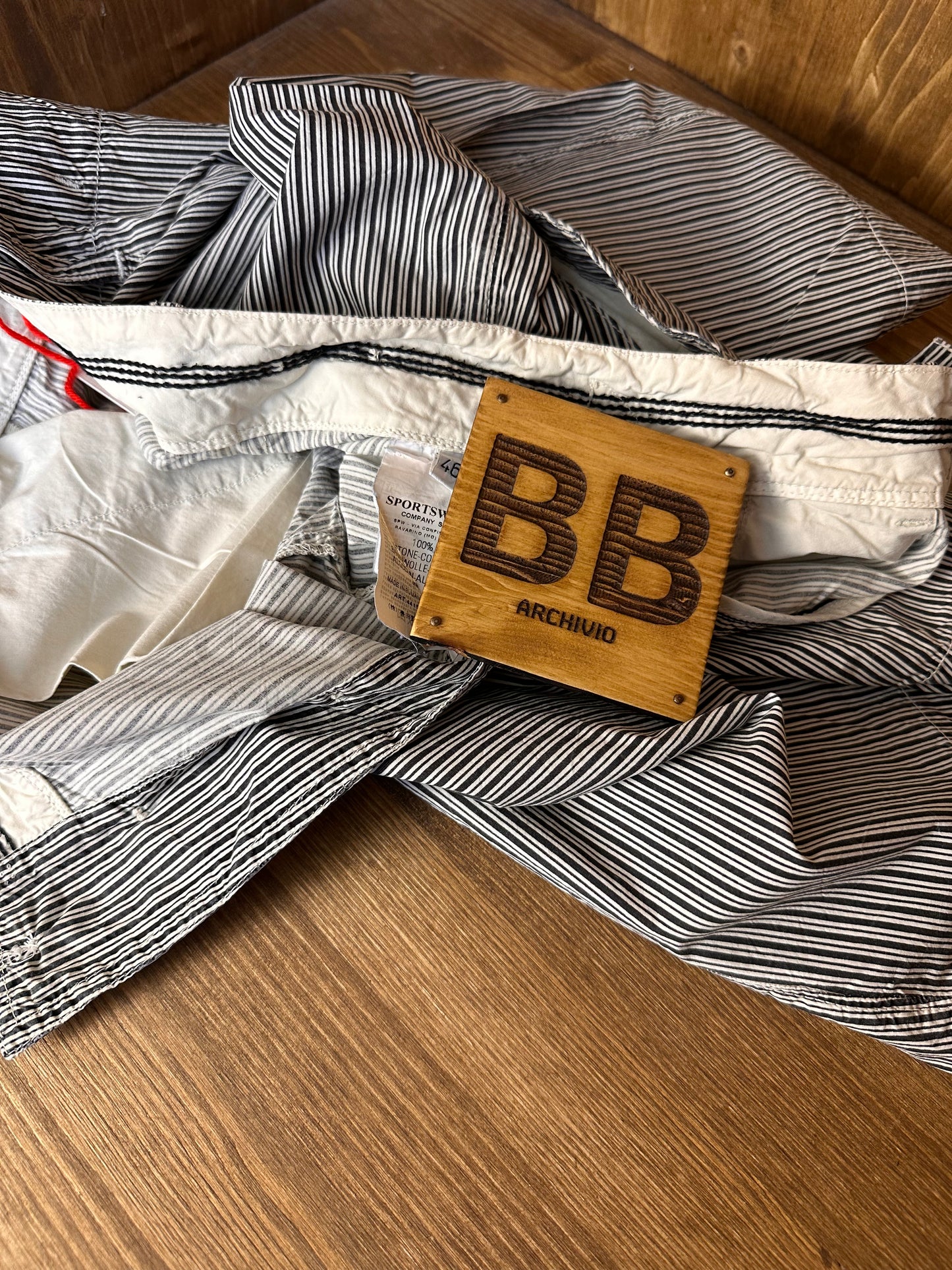 SS06 STRIPED SHORTS IN LIGHT COTTON in Black&White